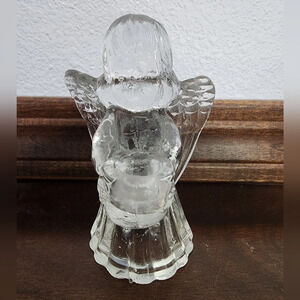 Vintage Biedermann Clear Glass Angel Mini Candle Holder